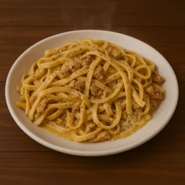 FETTUCCINE ALFREDO WITH CHICKEN OR SHRIMP